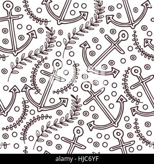 Inspiring seamless pattern with anchors Stock Vector
