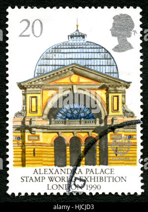 GREAT BRITAIN - CIRCA 1990: A used postage stamp from the UK, commemorating the 1990 Stamp World Exhibition held at Alexandra Palace in London, circa  Stock Photo