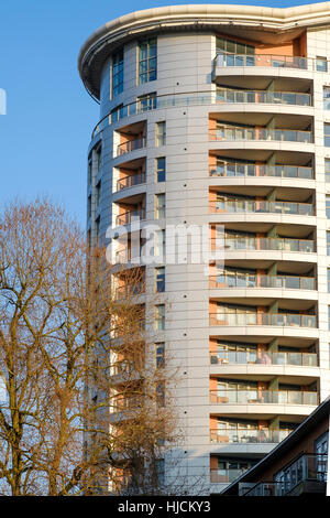 Modern block of flats/apartments in Cabot Circus Bristol England UK.Cabot Circus is a shopping mall, named after John Cabot. Stock Photo