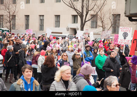 Washington, USA. January 21st, 2017. Women's March on Washington, DC: Women (and men) protested President Trump's positions on women's and other human rights. Credit: Dasha Rosato/Alamy Live News