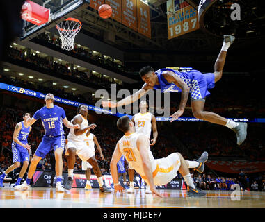 Knoxville, TN, USA. 23rd Feb, 2016. Kentucky Wildcats guard Malik Monk (5) drew the foul on Tennessee Volunteers forward Lew Evans (21) as #6 Kentucky played Tennessee on Tuesday January 24, 2017 in Knoxville, TN. Credit: Lexington Herald-Leader/ZUMA Wire/Alamy Live News Stock Photo