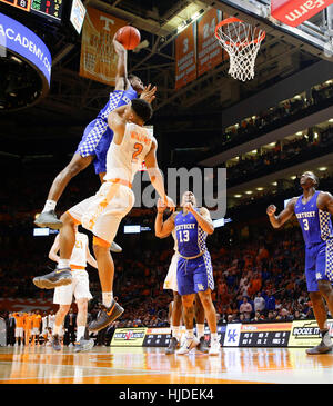 Knoxville, TN, USA. 23rd Feb, 2016. Kentucky Wildcats guard Malik Monk (5) went in for a tomahawk dunk but was fouled on the play as Tennessee defeated #6 Kentucky 82-80 on Tuesday January 24, 2017 in Knoxville, TN. Credit: Lexington Herald-Leader/ZUMA Wire/Alamy Live News Stock Photo