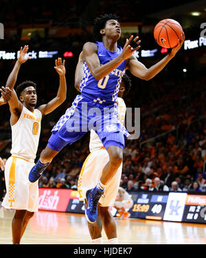 Knoxville, TN, USA. 23rd Feb, 2016. Kentucky Wildcats guard De'Aaron Fox (0) scored two of his 17 points as Tennessee defeated #6 Kentucky 82-80 on Tuesday January 24, 2017 in Knoxville, TN. Credit: Lexington Herald-Leader/ZUMA Wire/Alamy Live News Stock Photo