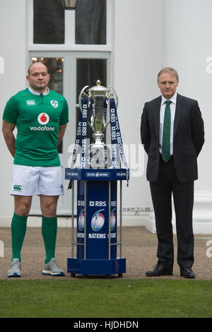 London, UK. 25th January 2017. Rory Best and Joe Schmidt attend the launch of the RBS 6 Nations Championship at the Hurlingham Club London Credit: Alan D West/Alamy Live News Stock Photo