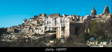 Scenic view of Ragusa Ibla, Sicily, Italy. Sicilian typical town panorama Stock Photo