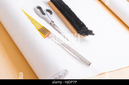 paper, academic work, painter, house painter, roll, renovation, yardstick, Stock Photo