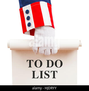 President Holding a to Do List Agenda Isolated on White Background. Stock Photo