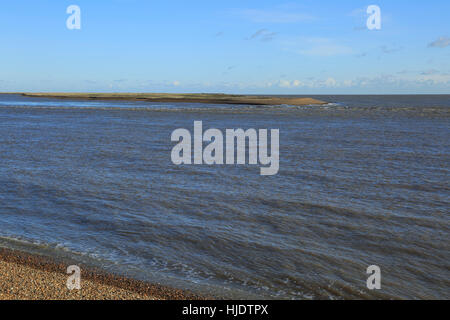 North Weir Point the southern tip of Orford Ness spit, River Ore ...