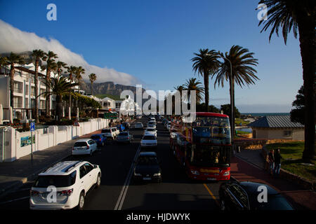 Beautiful Camps Bay area one of the main tourist attraction in Capetown, South Africa Stock Photo
