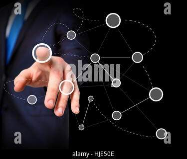 Human hand touching connection lines of network concept Stock Photo - Alamy