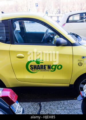 Share and go car rental service, Milan, Italy Stock Photo