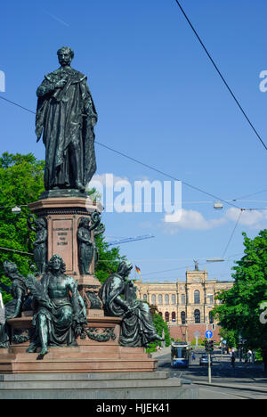 München, Munich: Monument Maximilian II and Maximilianeum (seat of the Bavarian Parliament), Oberbayern, Upper Bavaria, Bayern, Bavaria, Germany Stock Photo