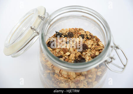 Home made granola in a glass jar Stock Photo