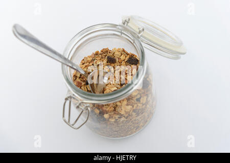 Home made granola in a glass jar Stock Photo