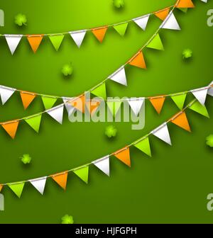 Festive Flags with Clovers for Happy Saint Patricks Day Stock Vector