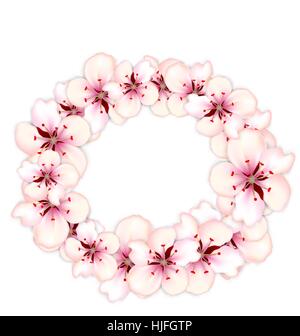 Frame template with pink flowers illustration Stock Vector Image & Art ...