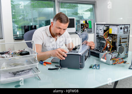 repairing the computers Stock Photo