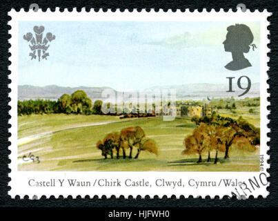 GREAT BRITAIN - CIRCA 1994: A used postage stamp from the UK, depicting an illustration of Chirk Castle in Wales, circa 1994. Stock Photo