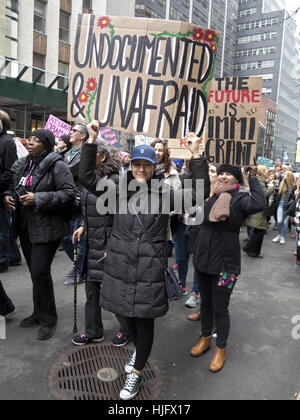 Women's March on New York City, January 21, 2017, Donald Trump's first day in the Oval Office. Stock Photo