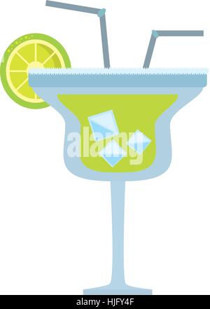 alcoholic cocktail popular bar lemon straw vector illustration eps 10 Stock Vector