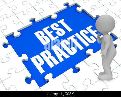 Best Practice Puzzle Shows Effective Habit And Successful Training 3d Rendering Stock Photo