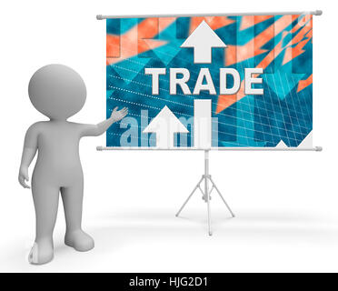 Trade Graph Character Meaning Selling Business And Ecommerce 3d Rendering Stock Photo