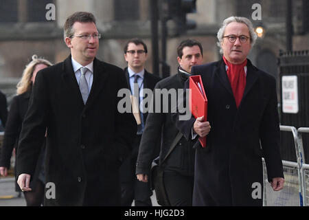 Attorney General Jeremy Wright QC (left) and Lord Keen arriving at The Supreme Court, London where Britain's most senior judges will rule if Theresa May has the power to trigger the formal process for the UK's exit from the European Union. Stock Photo