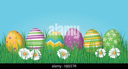 Border or banner with easter eggs and copy space Stock Vector