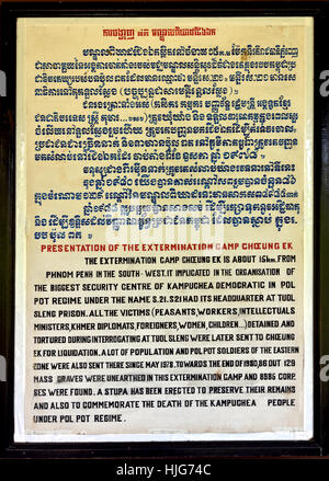 Memorial Site The Killing Fields - Choeung Ek Museum of Cambodia  ( Mass grave of victims by Pol Pot - Khmer Rouge regime1975 - Stock Photo