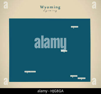 Modern Map - Wyoming USA federal state illustration silhouette Stock Photo