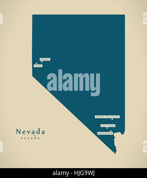 Modern Map - Nevada USA federal state illustration silhouette Stock Photo