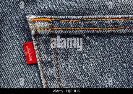 LEVI'S  label on the blue jeans Stock Photo