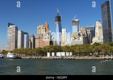 new, usa, destination, manhattan, lower, skyscrapers, skyscraper, river, water, Stock Photo