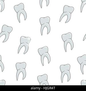Seamless blue teeth pattern on white background Stock Vector