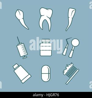 Dental icons set Stock Vector