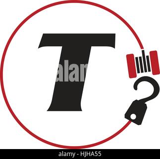 Crane Hook Towing Letter T Stock Vector