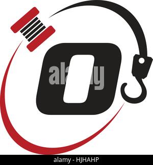 Crane Hook Towing Letter O Stock Vector