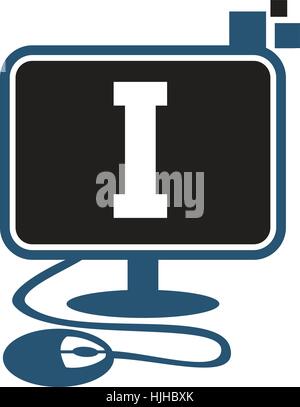 Digital Technology Initial I Stock Vector