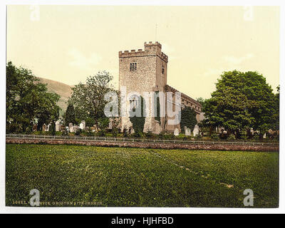 Derwentwater, Keswick, Crosthwaite Church, Lake District   - Photochrom XIXth century Stock Photo