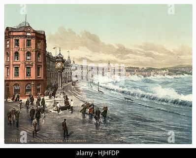 Douglas, loch promenade (storm scene), Isle of Man   - Photochrom XIXth century Stock Photo