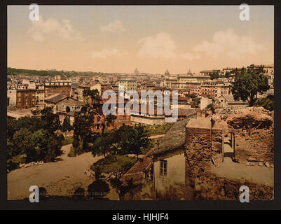 View from the Palace of the Caesars, Rome, Italy  - Photochrom XIXth century Stock Photo