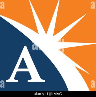 Star Swoosh Letter A Stock Vector