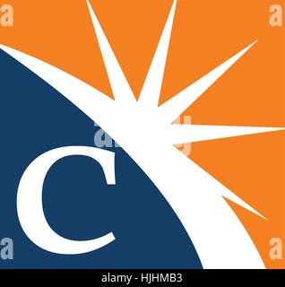 Star Swoosh Letter C Stock Vector
