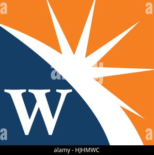 Star Swoosh Letter W Stock Vector