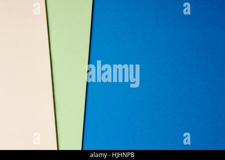 Colored cardboards background beige green blue tone. Copy space. Horizontal Stock Photo