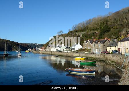 Lower Fishguard  Harbou rEstuary of Afon Gwaun River Pembrokeshire Wales Cymru UK  GB Stock Photo