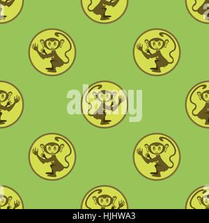 Cartoon Monkey Seamless Pattern Stock Vector