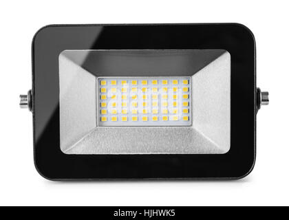 Front view of LED flood light isolated on white Stock Photo