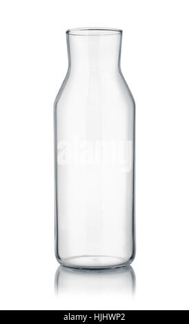 Front view of empty glass carafe isolated on white Stock Photo