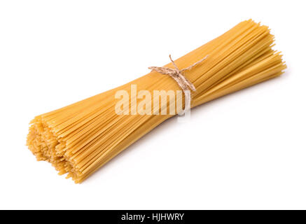 Bunch of raw italian pasta isolated on white Stock Photo